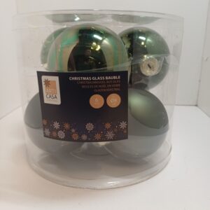 6 kerstballen groen